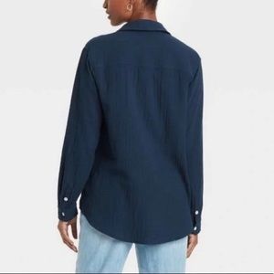 (S) Universal Thread Navy Long Sleeve Gauze Shirt